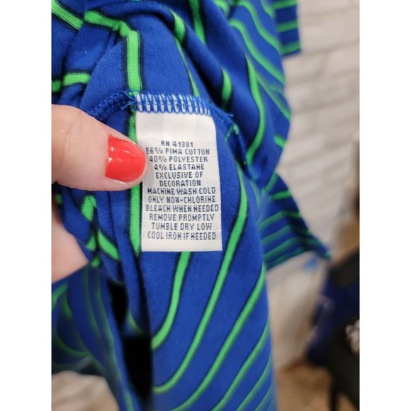 Polo Golf Ralph Lauren Large Performance PGA Scottsdale Blue Green Striped Polo - Picture 6 of 8